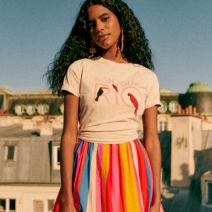 Bonjour Romantic Farm Rio T-Shirt Sezane x Farm Rio Size Small Spring/Summer
